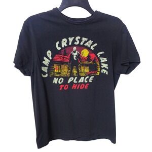 Friday the 13th Camp Crystal Lake Jason Voorhees Black Graphic T-Shirt Mens M